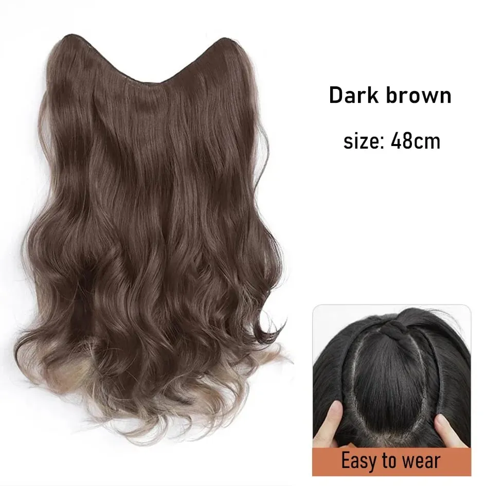Synthetic 5 Clip 50cm Colored Hair Extensions Water Wave Wig Pink Wig Gray Wig Clip on Hair Extensions Christmas