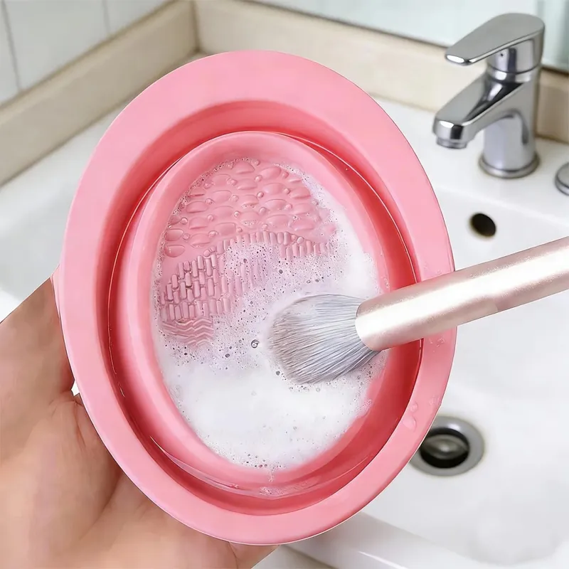 Có Thể Gập Lại Silicone Cọ Trang Điểm Bụi Bát Họa Tiết Chà Cho Bàn Chải Nhồi Bọt Biển Du Lịch Rửa Dụng Cụ Nhỏ Gọn