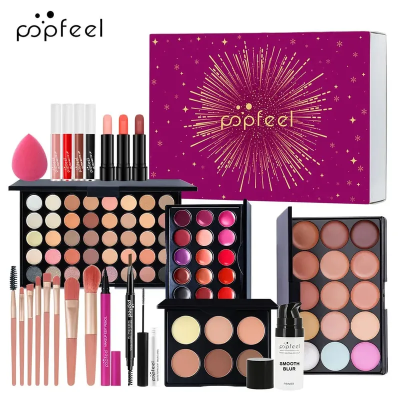 Makeup Kit Gift Box Beauty Eyeshadow Palette Eyeliner Lipstick Mascara Brush Makeup Full Set for Women Female Beginner Student — image 2