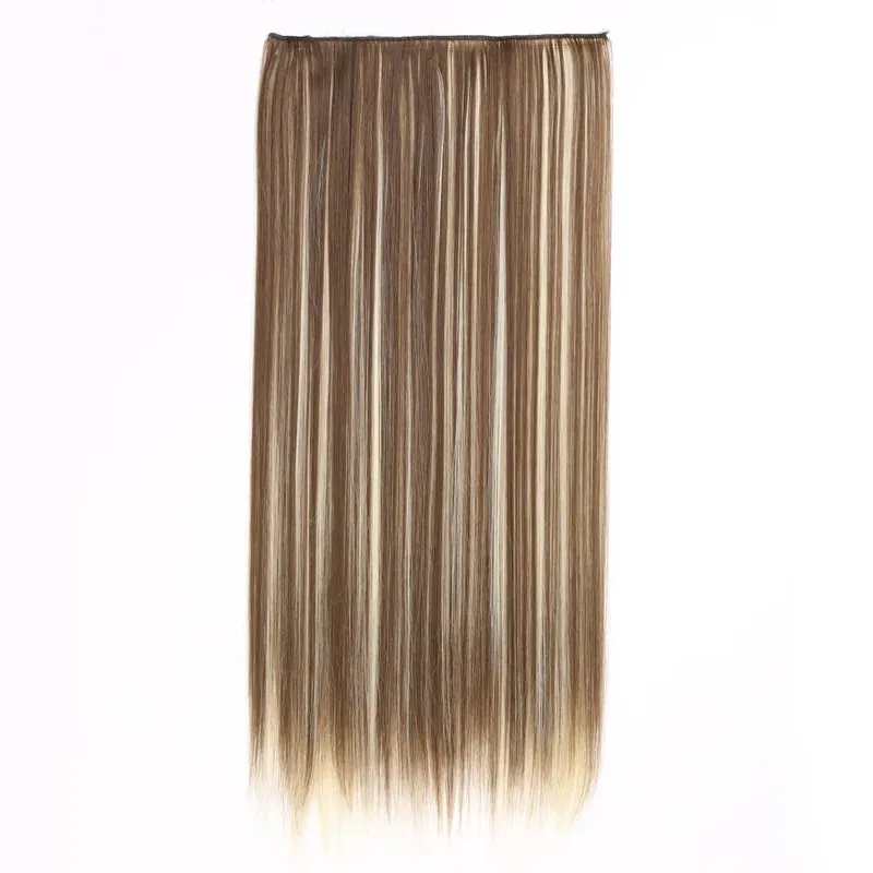 Synthetic Clip in Hair Extensions 6 Pcs/Set 16 Clips Long Straight Hairpieces Clip On Hair Extension for Women Blonde — image 38