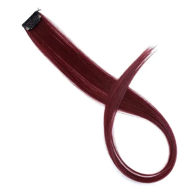 22Inch Synthetic Long Straight Clip In Hair Extensions High Temperature Hairpieces Rainbow Colors Hair Accessories for Women — image 12