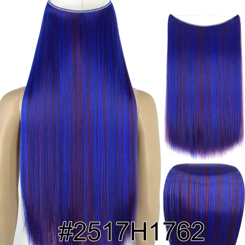 Synthetic Heat Resistant Hair Silky Straight Elasticity Invisible Wire Hair Extensions 8006 — image 46