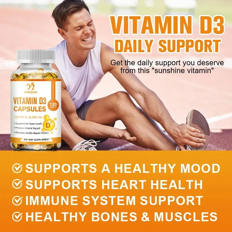 Vitamin D3 5000 IU 125 Mcg Vitamin D3 Capsules Healthy Muscle Function Helps Support Immune Health Strong Bones and Teeth — image 5