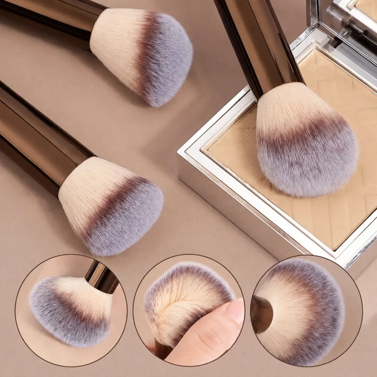 Ensemble de pinceaux de maquillage avec sac et 2 pinceaux bouffants pour fond de teint, poudre, Blush, fard à paupières, sourcils, lèvres, outils de beauté de voyage, cadeau, 17 pièces — image 4