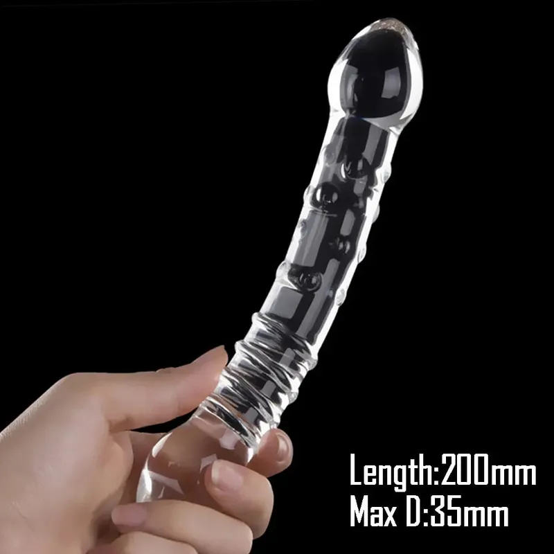 Pyrex Glass Dildo 195x33mm Fake Penis Crystal Anal Beads Butt Plug Prostate Massager G Spot Female Masturbation Toys — image 11