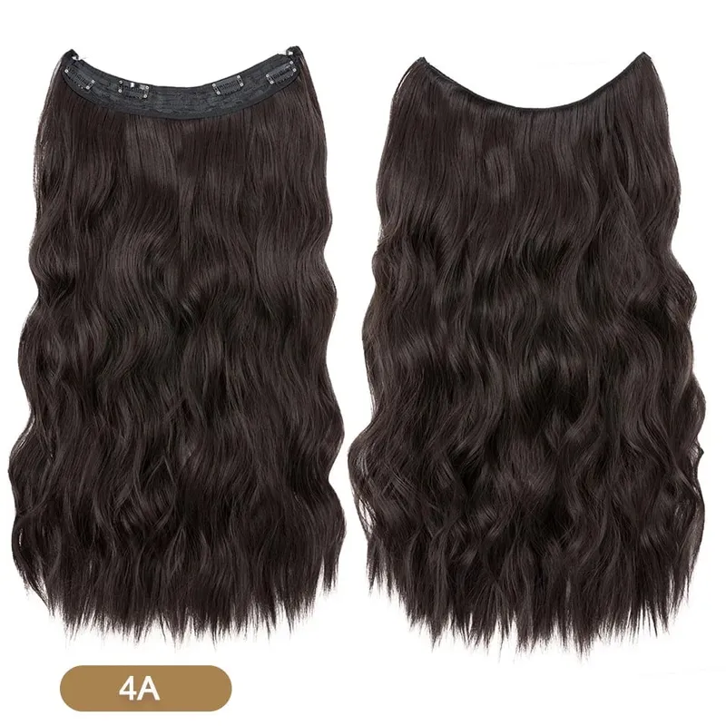 Synthetic Invisible Wire Hair Extensions Adjustable Long Clip in Wave Curly Secret Hairpiece for Women Fish Line Hair — image 9