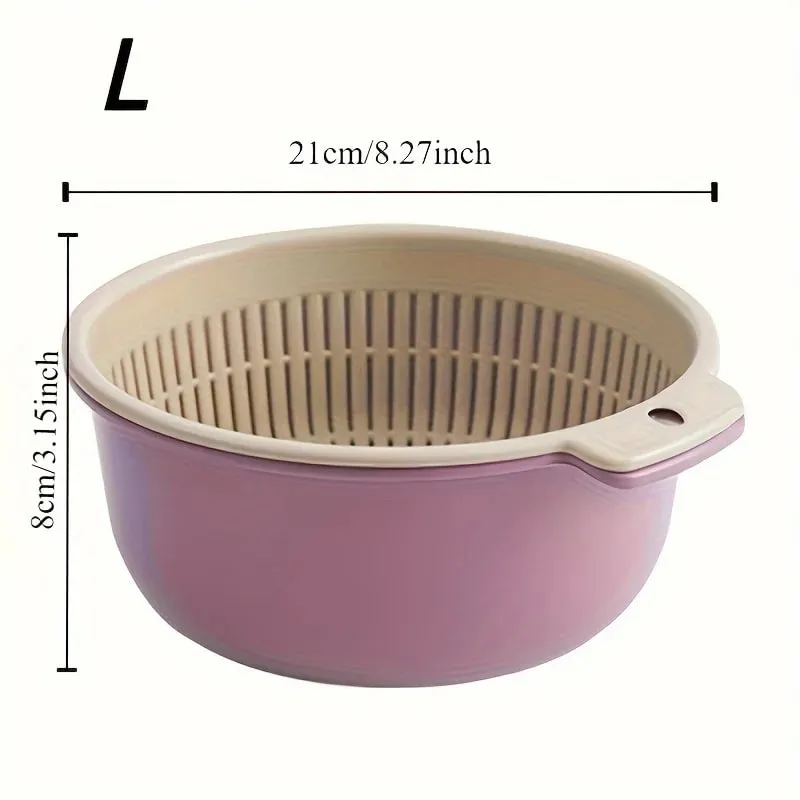 Kitchen Fruit Tray Removable Double Layer Fruit And Vegetable Basin Draining Basket Creative Household Rotating Washing Basket — image 5