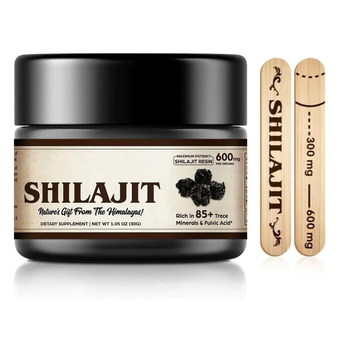 Organic Shilajit Pure Himalayan Organic Shilajit Resin with 85+ Trace Minerals & Fulvic Acid for Energy Immune Support - 600mg — image 1