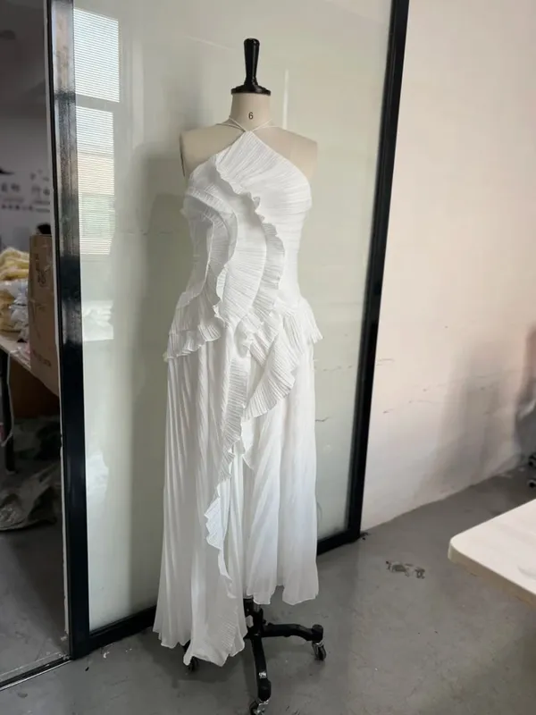 Elegant Purple Halter A Line Prom Gowns Ruffles Tiered Backless Party Gown Summer Vacation Chiffon Long Evening Dress — image 8