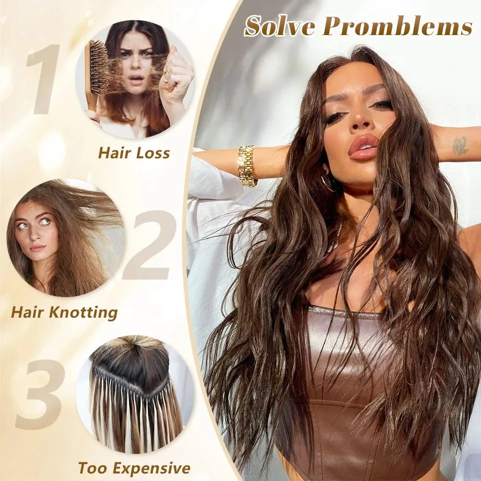 Clip in Synthetic Hair Extensions Long Wavy 4PCS Thick Hairpieces Black Fiber Natural Hair Extensions 20 Inch for Women Girls — image 6