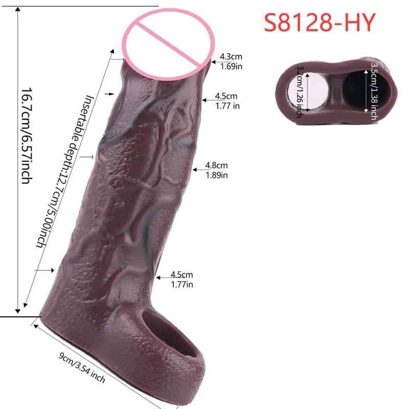 Close Head Realistische Penishülle Sexspielzeug für Männer Verzögerung der Ejakulation Dick Extender für Paare Sex Vergnügen Sexshop — image 26