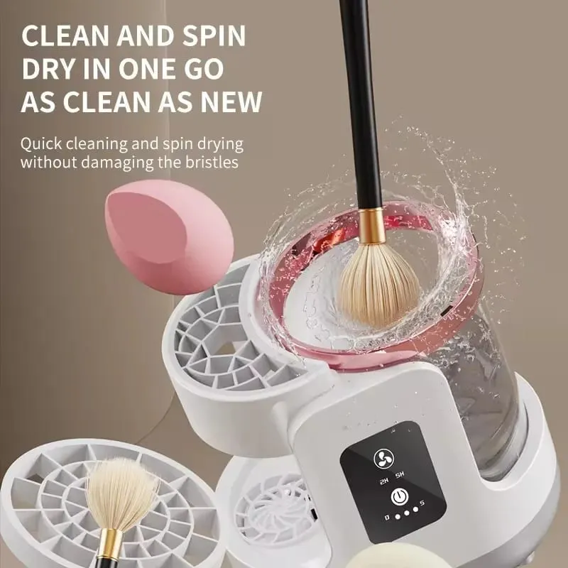 3 IN 1 Electric Makeup Brush Cleaner Machine With Makeup Brush Dryer-Holder-Portable Automatic USB Cosmetic Brushes Cleaner Tool