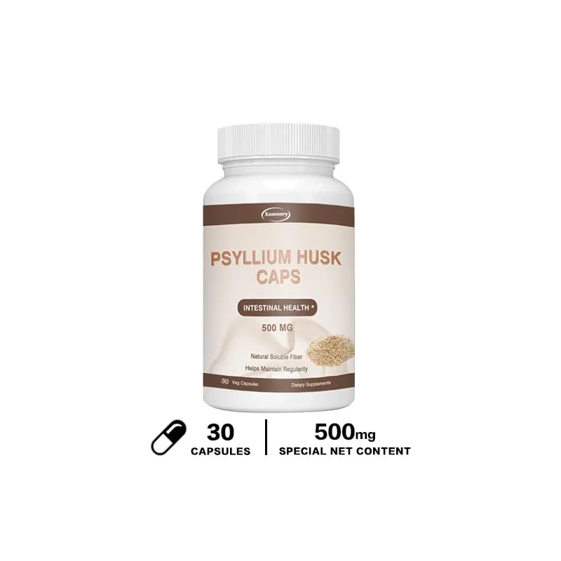 Psyllium Husk Capsules | Premium Soluble Fiber Supplement | Psyllium Powder Stool Softener and Relief for Adult Constipation