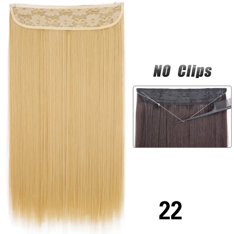 No Clips Hair Extensions Invisible Wire Long Straight Synthetic False Hair Piece 80cm Black Brown Blonde Hairstyle — image 20