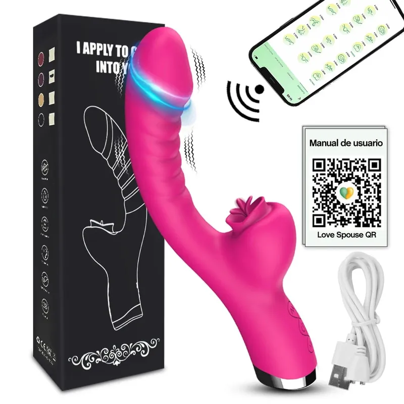 20 režimů Aplikace Porn Tongue Dildo Vibrátor Bod G Bod G Vagina Masážní hůlka Stimulátor olizování klitorisu Dospělé Ženy Ženy Sexy sexuální hračky — image 10