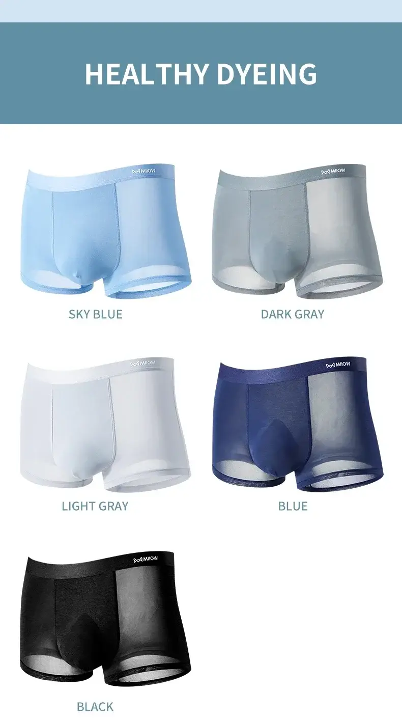 MiiOW 3 Stücke Dünne Eisseide Männer Boxershorts Graphene Antibakterielle Mann Unterwäsche Atmungsaktive Herrenhöschen Herren Boxershorts Badehose — image 9
