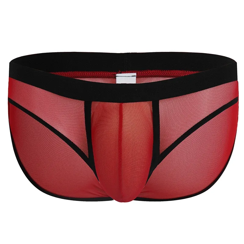 Fashion Solid Color Men Underwear Mesh Breathable Briefs Underpants Low Waist Trunks Male — image 14