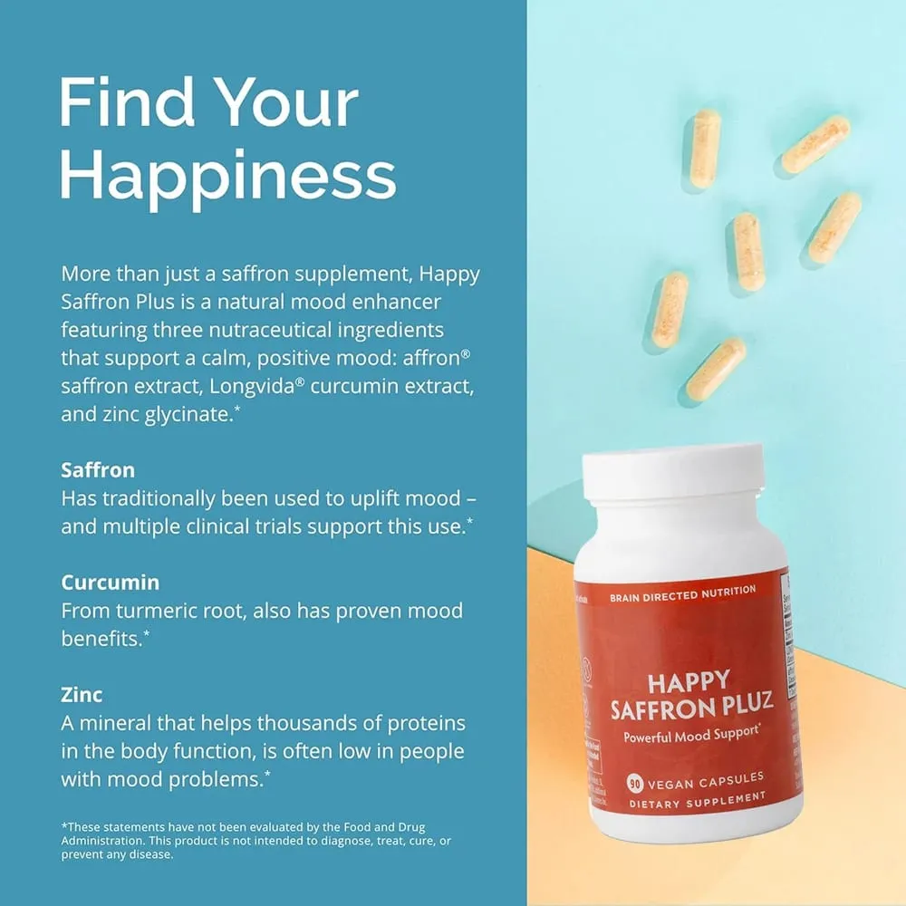Happy Saffron Supplements Saffron Extract for Mood & Memory Eye Health - Joint Supplement for Women & Men - 90 Vegan Capsules — image 5