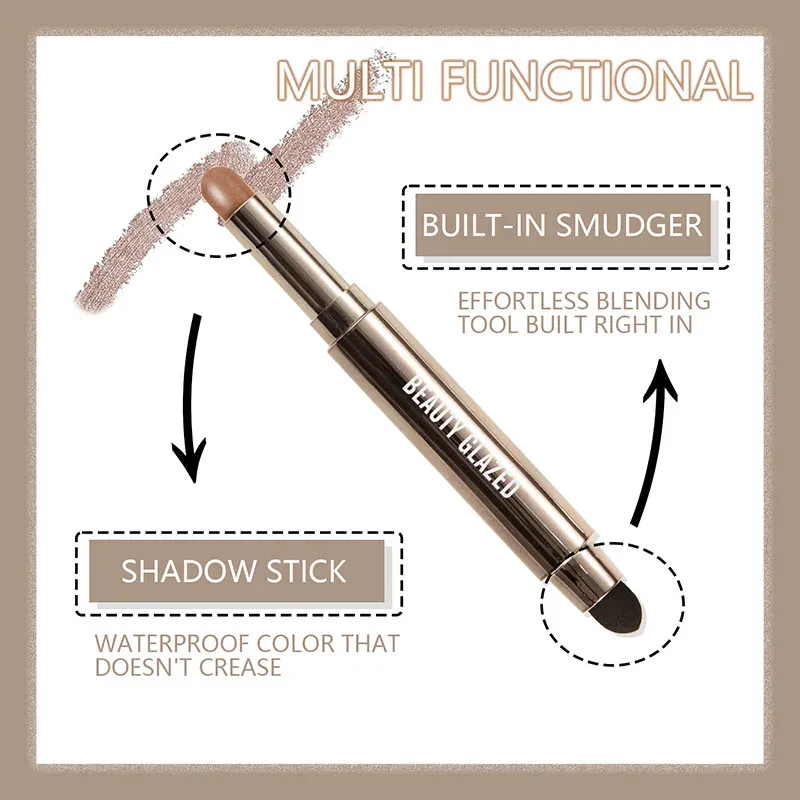 10 Color Double Ended Eye Shadow Stick With Sponge Brush Pearlescent Lasting Eyeshadow Pen Contouring Portable Makeup Cosmetics — image 5