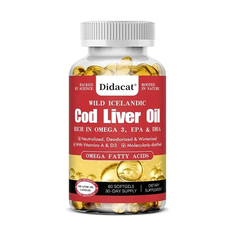 Cod Liver Oil Capsules Fish Oil Omega 3+ Vitamins A & D3 - Supports Heart Brain Vision & Joint Health — image 8