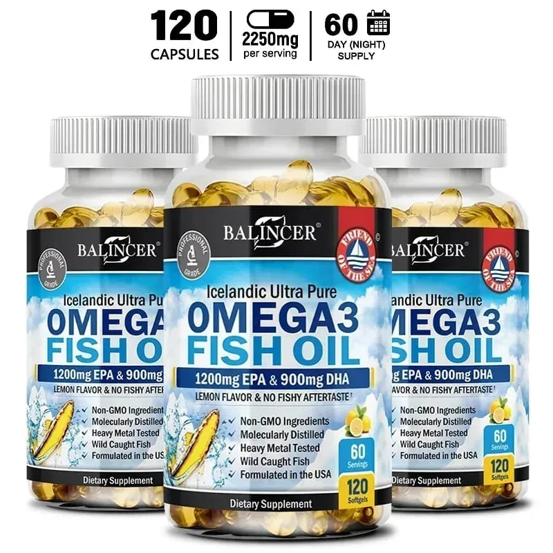 Balincer Omega 3 Fish Oil Dietary Supplement - DHA & EPA Nourishes Joint Eye Heart and Brain Health. Boosts Immunity Non-GMO