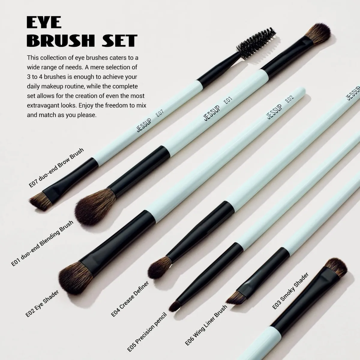 Jessup Makeup Brushes Set 2/3/6/10PCS Double Sided Foundation Contour Brush Blush Blending Eyeshadow Concealer Cruelty Free T500