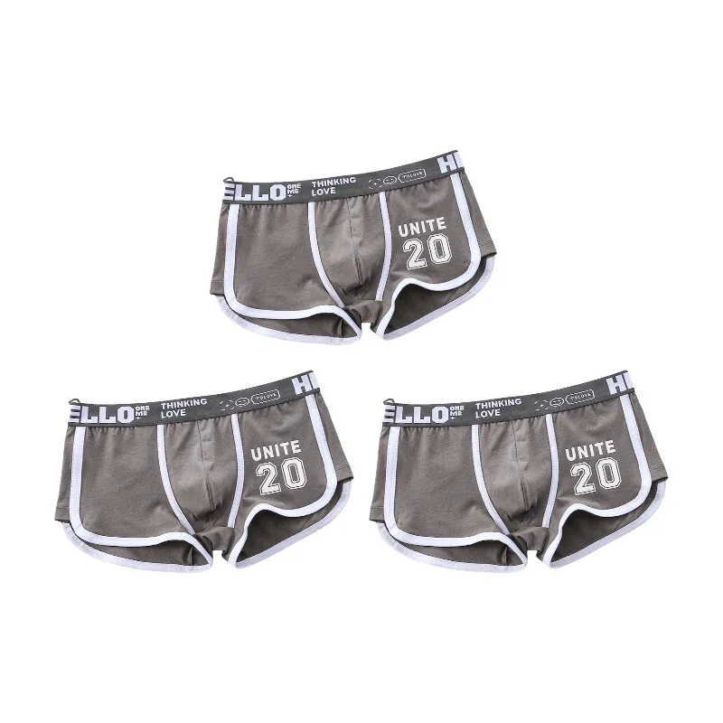 1/3pcs Men Underwear Sports Boxer Shorts Cotton Solid Color Sexy Panties Fashion Breathable Comfortable Underpants Man U Convex