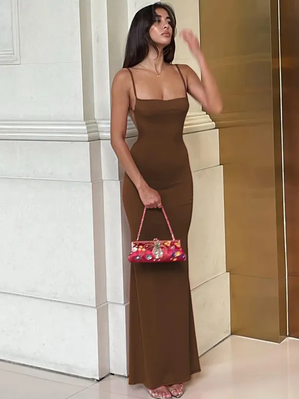 Hugcitar Summer Solid Sleeveless Backless Elegant Sexy Bodycon Y2K Maxi Prom Dress Women Clothes Birthday Party Casual Y2K — image 9
