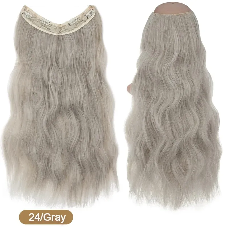 Synthetic Invisible Wire Hair Extensions Adjustable Long Clip in Wave Curly Secret Hairpiece for Women Fish Line Hair — image 17