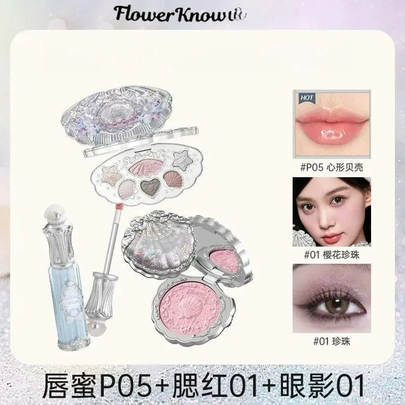 Flower Know Shells Jewel Collection Makeup Set Gift Eyeshadow Blusher Lipstick Face Kit — image 8