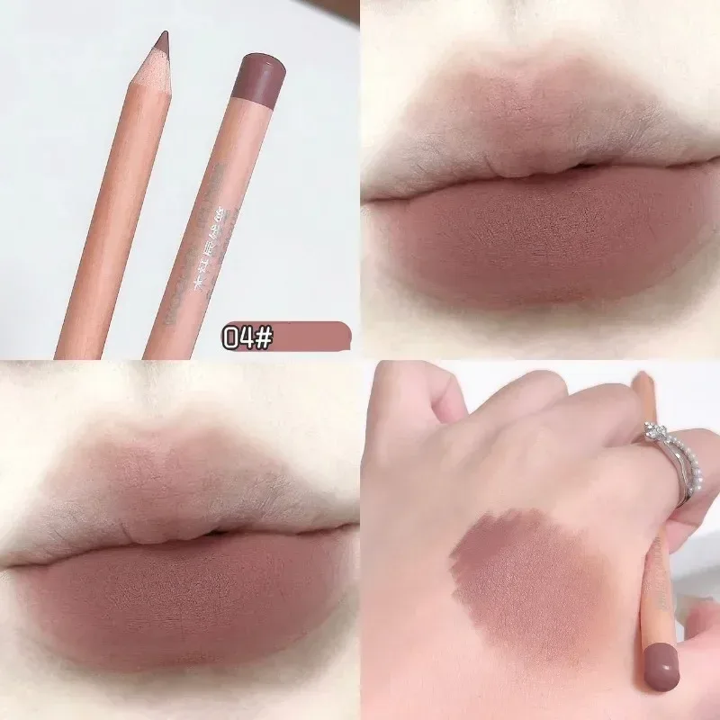 Wooden Matte Lip Liner Pencil Long Lasting Waterproof Nude Low Saturation Lip Pencil Natural Contour Lip Makeup for Beginners — image 13