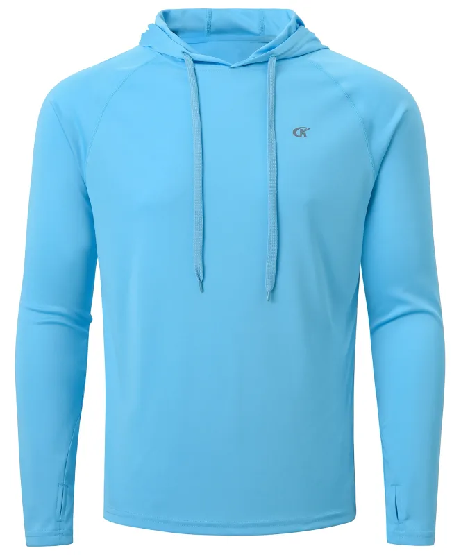 Baju-T Hoodie UPF 50+ Lelaki Musim Panas Lengan Panjang Rash Guard Cepat Kering T-shirt Sukan Luaran Larian Pullover