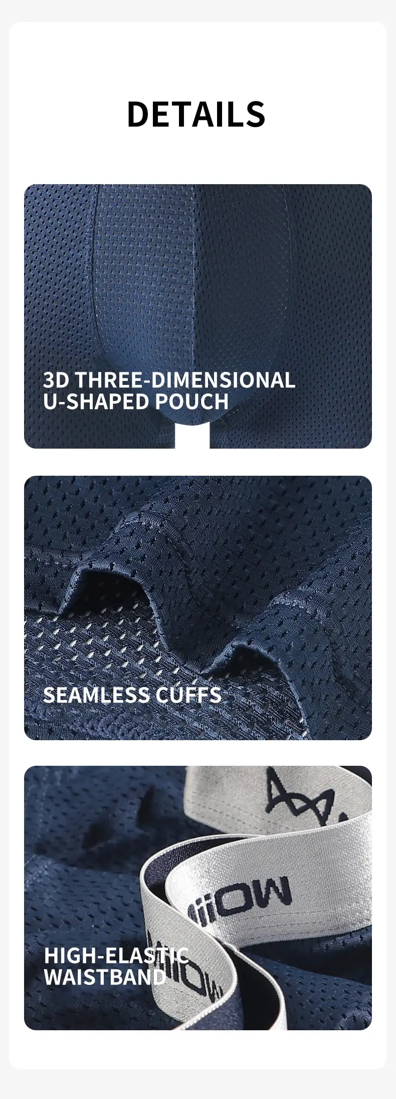 MiiOW 3Pcs Ice Silk Men's Underwear Boxers Breathable Mesh Mens Underpants 7A Antibacterial Cotton Crotch Man Panties Boxers — image 11