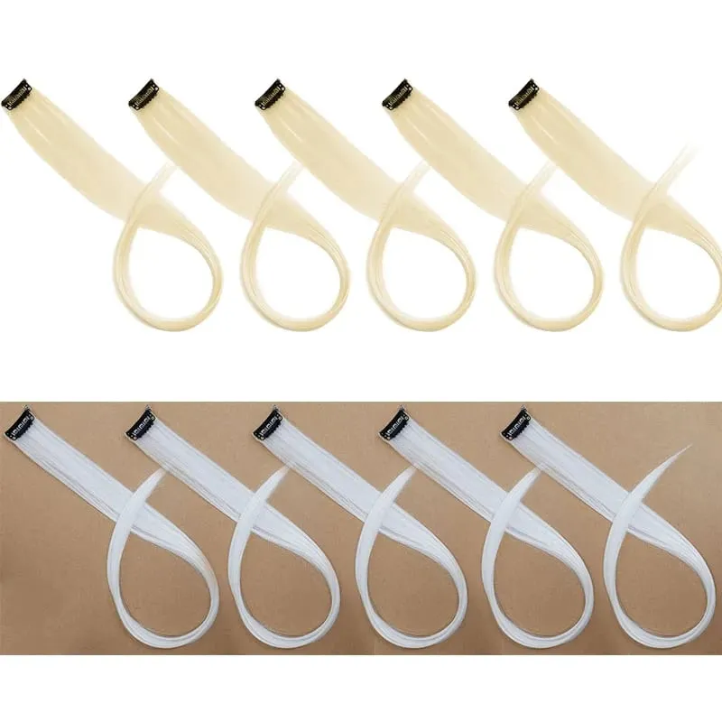 10PCS/Pack Synthetic Colored Party Highlights Clip in Hair Extensions for Girls Omber Colors Long Straight Hairpieces — image 13
