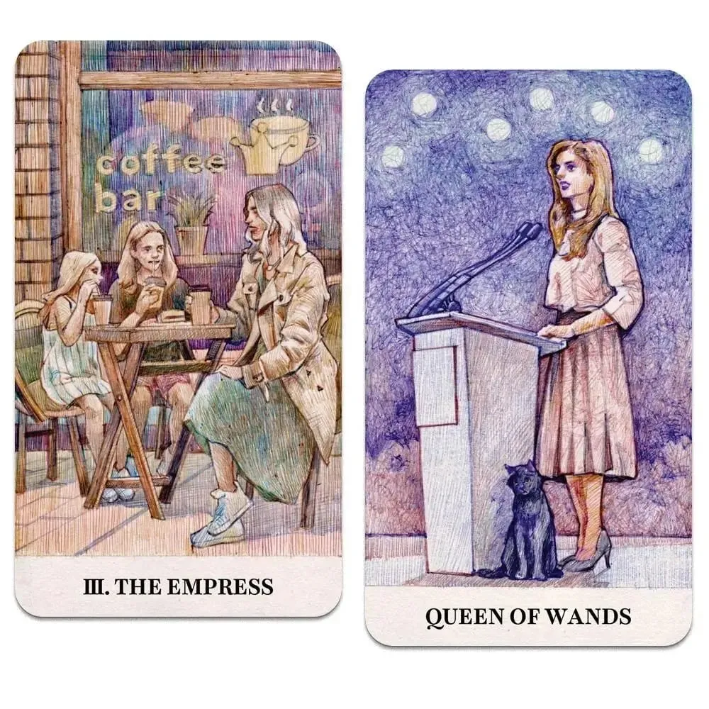 12*7cm城市迷宮塔羅牌78張塔羅牌| Indy Tarot 鋼筆描繪 2000 年代初紐約生活 — image 3
