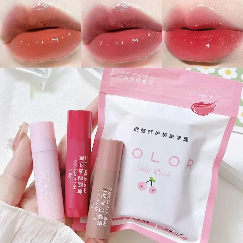 3-Piece Water Glow Lip Oil Set Long-Lasting Moisturizing Anti-drying Plumping Colored Lip Balm Lipstick Fade Lip Line Makeup Set