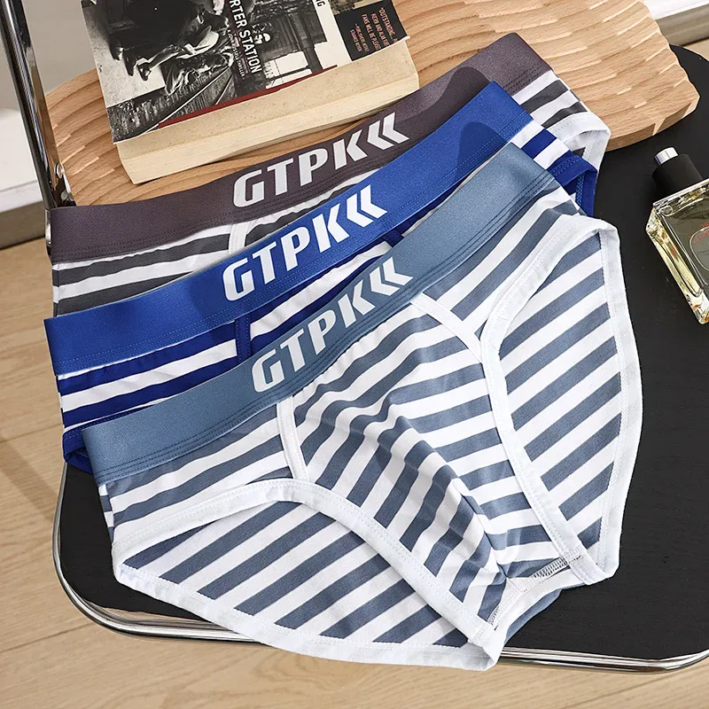 Striped 3pcs Cotton Underwear Men Brief Panties Mens Briefs BoxerShorts Man Male Underpants Size M-3XL E204-HR — image 8