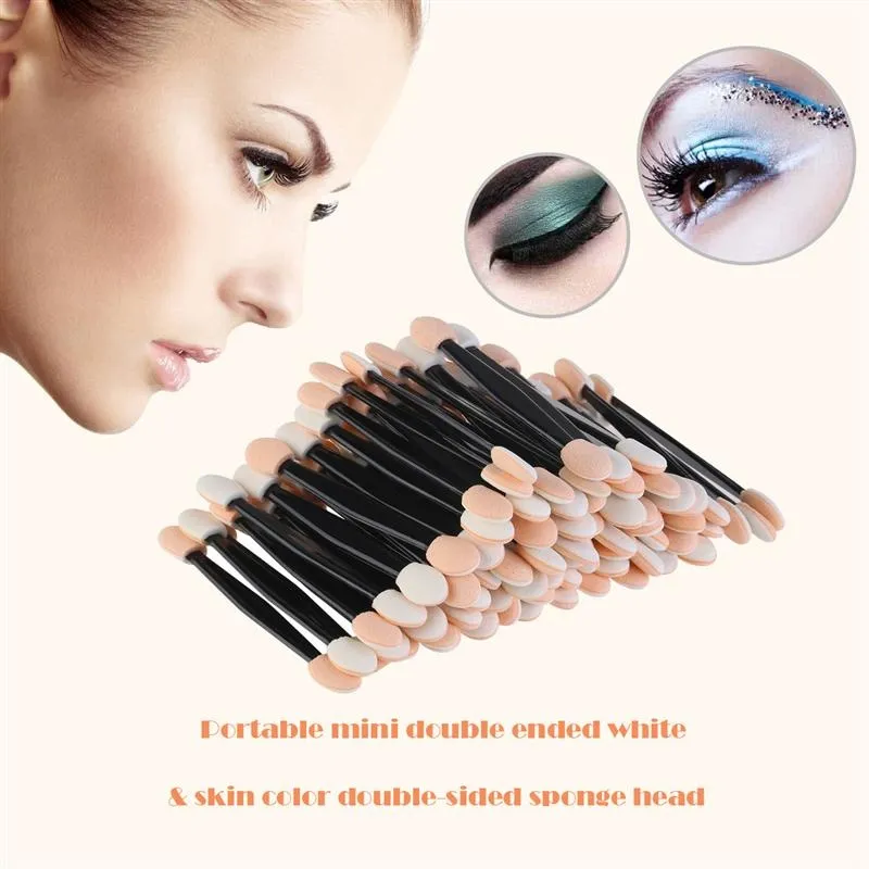30/50/100PC Eye Shadow Brush Makeup Dual Sided Sponge Nylon Set Eye Shadow Brushes For Cosmetic Applicator Makeup Hot Disposable — image 6