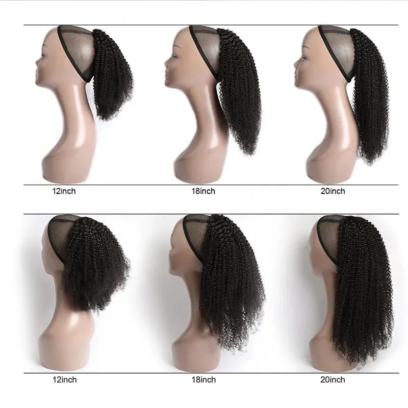 Ms Afro Kinky Curly Ponytail Human Hair Extensions Drawstring 3C 4A Wrap Around Ponytails 10-22Inch Clip In Hair Extensions Remy — image 4
