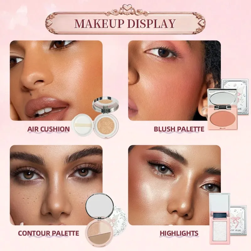 Luxury Makeup Set Pink Butterfly Cosmetic Kit Eyeshadow Palette Lip Tint Blush Mascara Eyeliner Highlighter Beauty Makeup Gift
