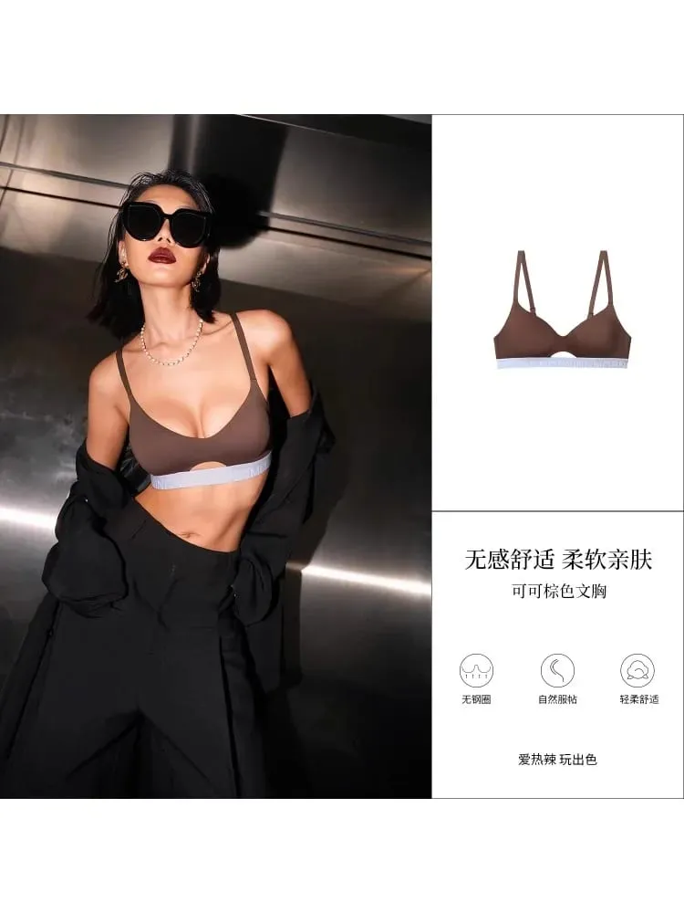 US Light Sports Push-Up Bra Anti-Sagging Seamless Racerback Bralette Set No Wire for Small Bust Women Autumn Winter — image 4