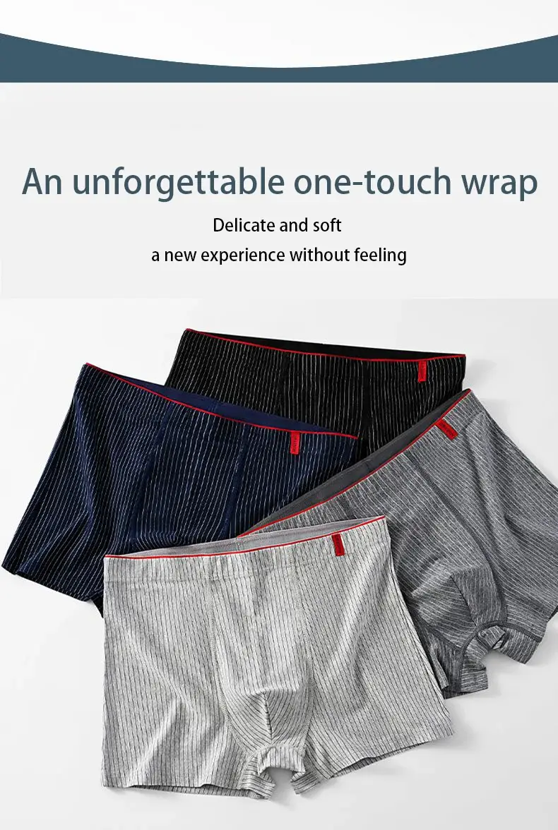 4 stycken boxerunderkläder för män Mjuka, ventilerande och bekväma herrbyxor Randig Trendig personlighet Casual lösa boxershorts