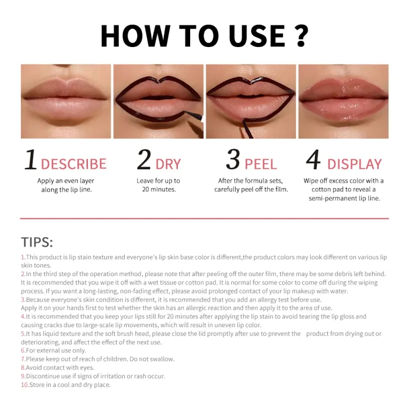 Lip Liner With Peel Off Lip Stain Tattoo Long Lasting Waterproof Transfer Proof Smudge Proof Matte Finish Lip Cosmetic Pencil — image 7