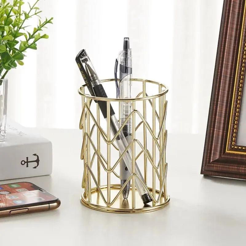 Cosmetics Makeup Brushes Storage Box Cylindrical Case Storage Lipstick Brush Pen Holder Organizer Wrought Iron Pen Storage — image 6
