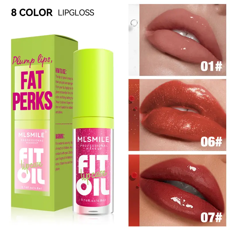 Glossy Lip Care Oil 8 dostupných odstínů Hydratuje a zjemňuje rty Vytváří kypré orosené rty Pohodlné celodenní nošení — image 2