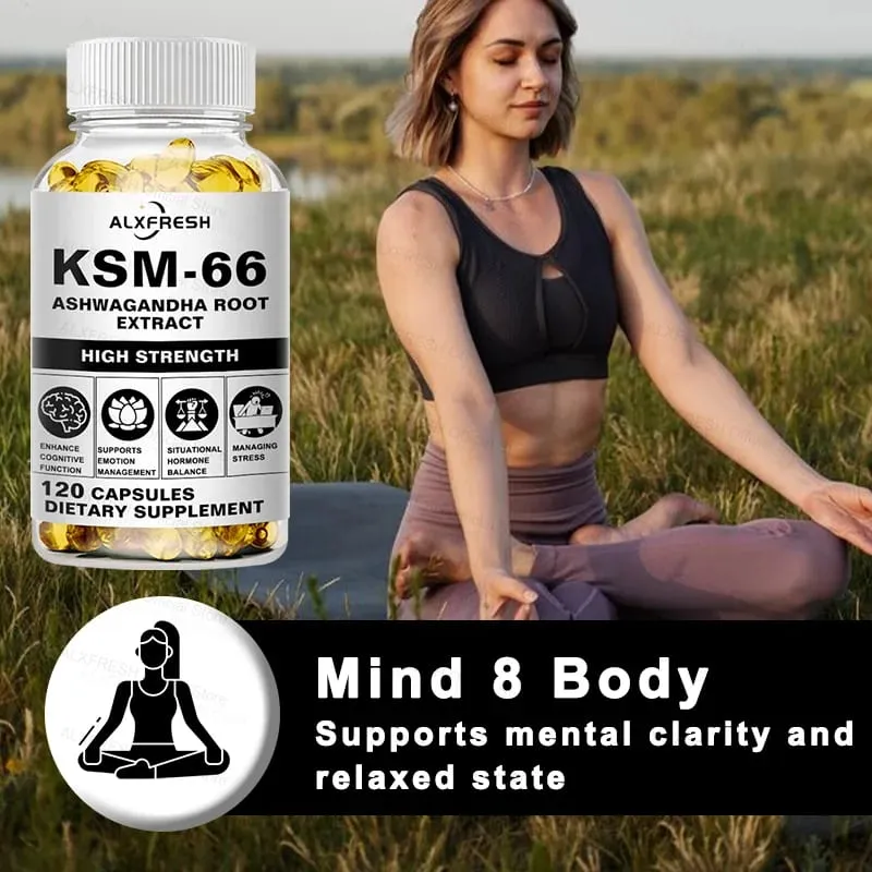Ashwagandha Capsules Support Stress Relief and Mood Deep Sleep Increased Strength Endurance Muscle Growth and Hormone Balance
