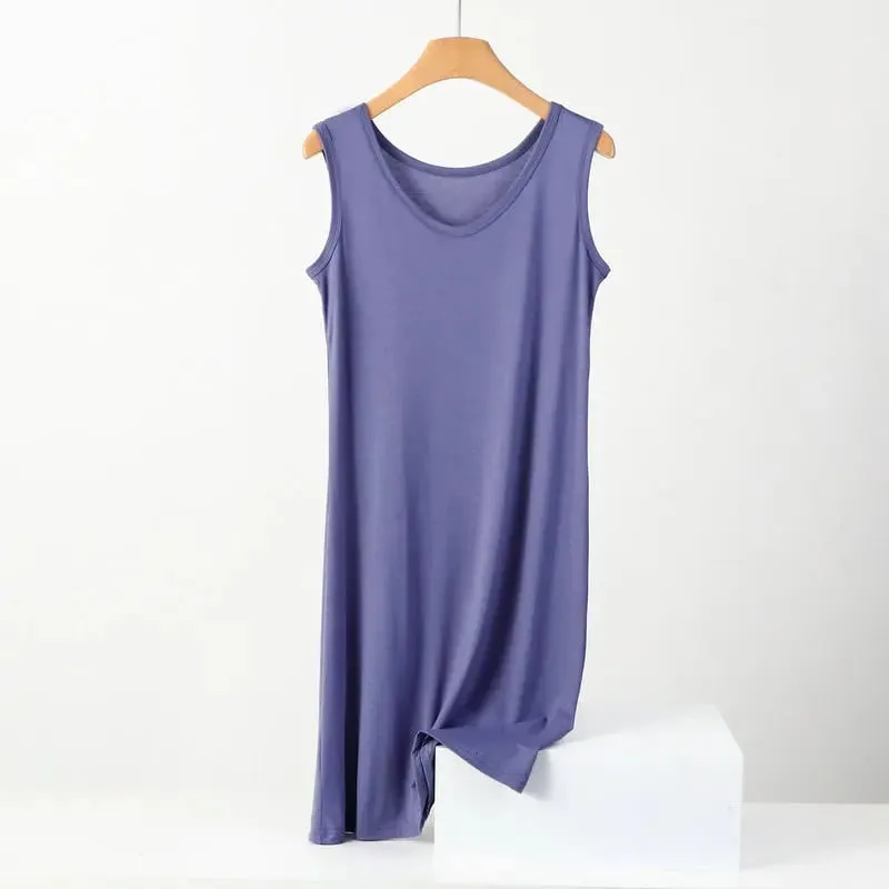 Summer Modal Sleeveless Dress Solid color Tank dress Large size 8XL Mid-Length Bottoming Cami dresses All match — image 9