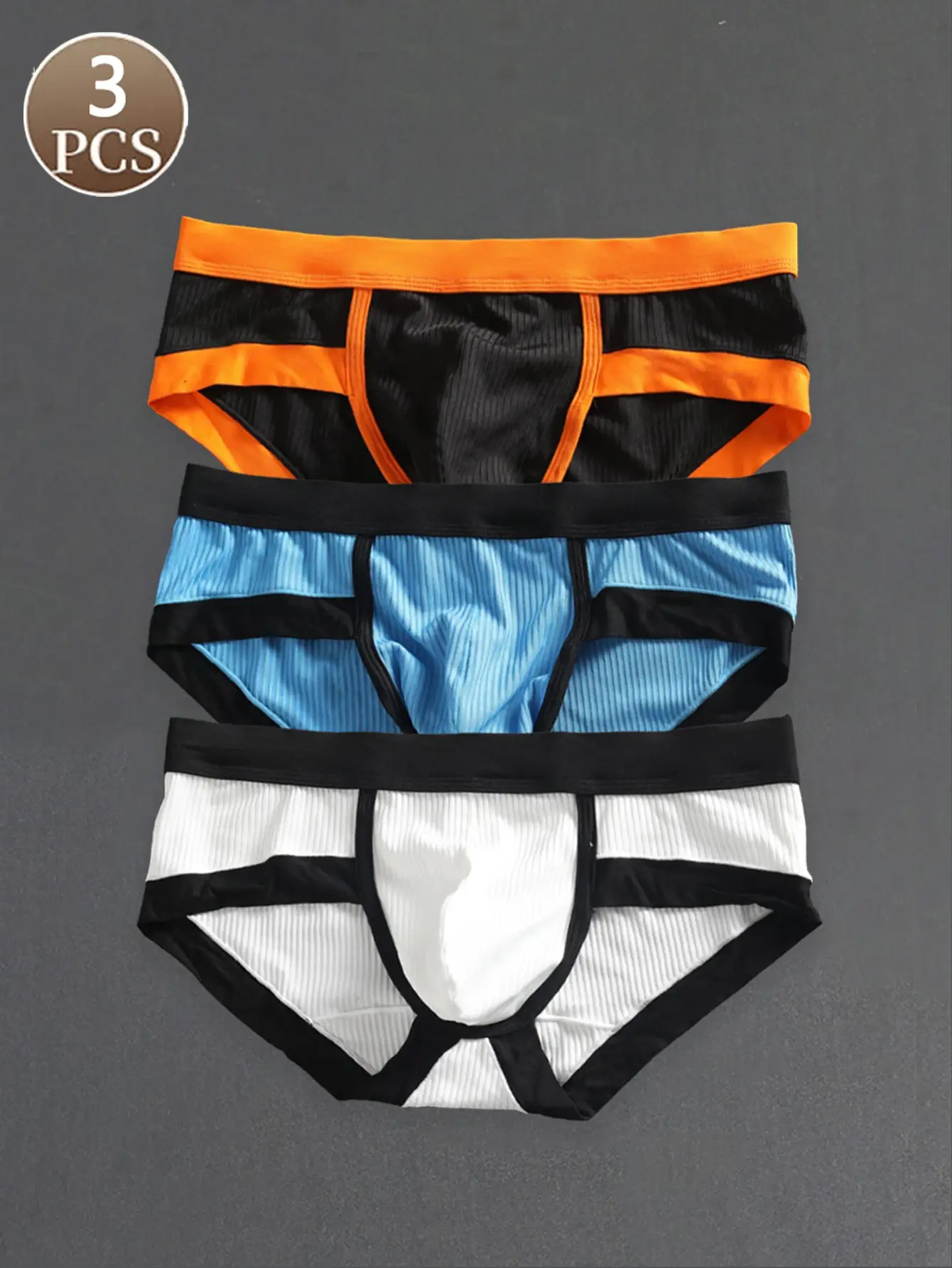 3PCS Men's triangle underwear Low waist youth underpants Raised loose comfortable breathable Men's panties