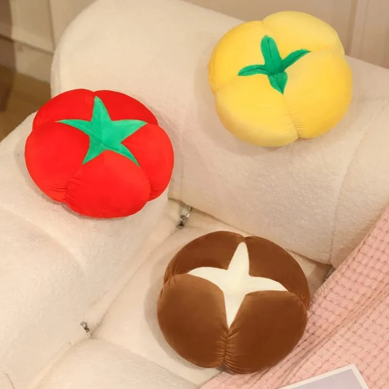 Kawaii Simulation Veggie Fruit Plush Cushion Persimmon Shiitake Mushroom Tomato Soft Decor Pillow For Bedroom Sofa Gift — image 7