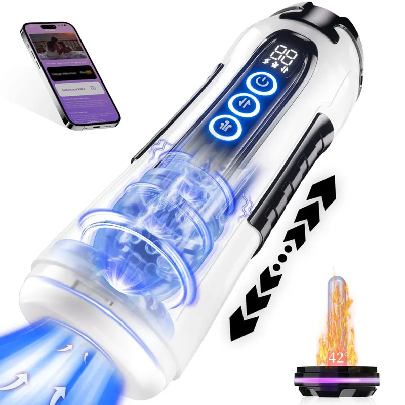 Male Electric Masturbation Cup App AI Control Heating Blowjob 9 Sucking Thrusting Vibration Modes Masturbator Sex Toys for Man